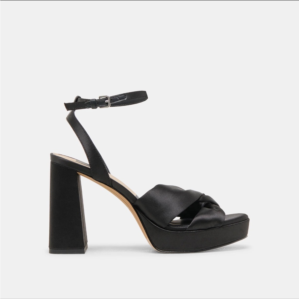 Dolce Vita Black Parlo Heels Onyx Satin